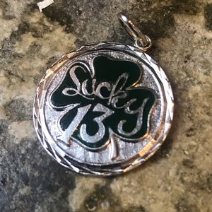 Lucky 13 Sterling Silver Disk Charm